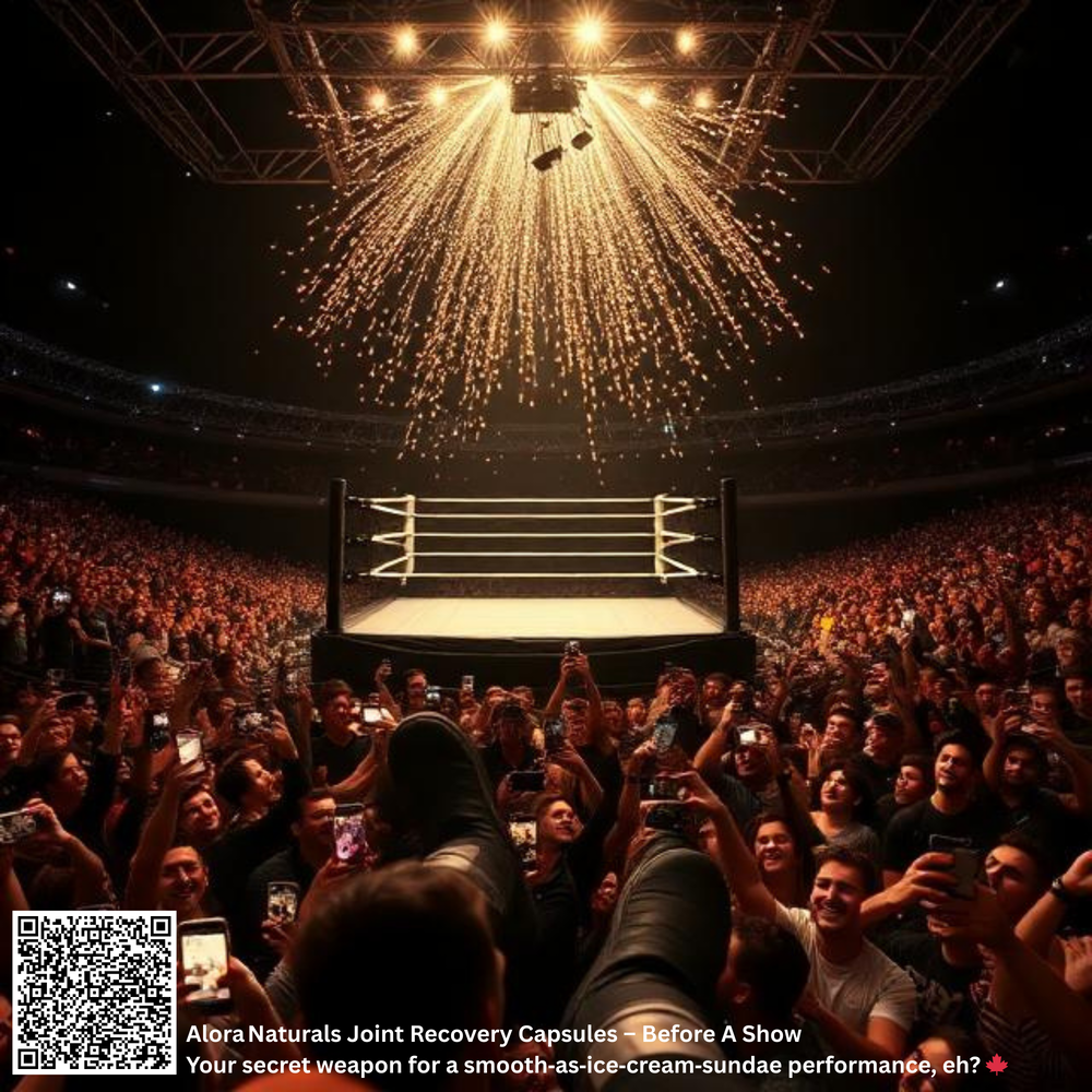 Alora Naturals Joint Recovery Capsules – Before a Show Your secret weapon for a smooth‑as‑ice‑cream‑sundae performance, eh? 🏆🇨🇦 Alora Naturals Joint Recovery Capsules 300 Capsules 🇨🇦🏆 #AloraNaturals #WrestlingLife #MMAFitnes #PainRelief #JointRecovery #CanadianSupplements #BuyCanadian #CartilageSupport #NaturalHealth #SportsRecovery #AthleteWellness #MadeInCanada #FightPain #StayStrong #HealthSupplement #GymEssentials