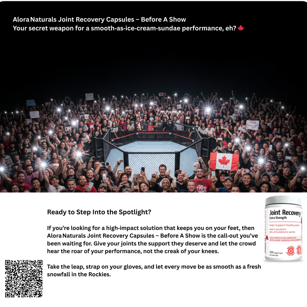 Alora Naturals Joint Recovery Capsules – Canadian‑made pain relief for wrestlers, MMA fighters & athletes. Stay strong, stay in the ring. #BuyCanadian